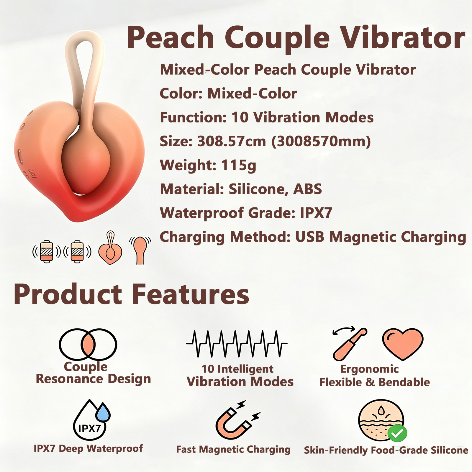 Velvet Bliss 2 In 1 Peach Vibrating